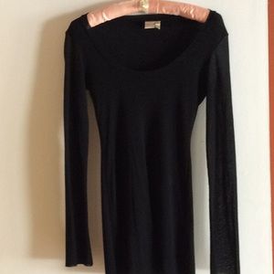 Sweet Pea Black Top with sheer sleeves